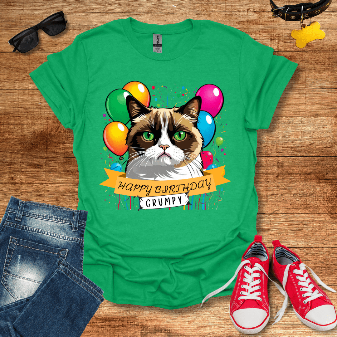 Grumpy Birthday T Shirt Cat Graphic T Shirts Pet Print Apparel