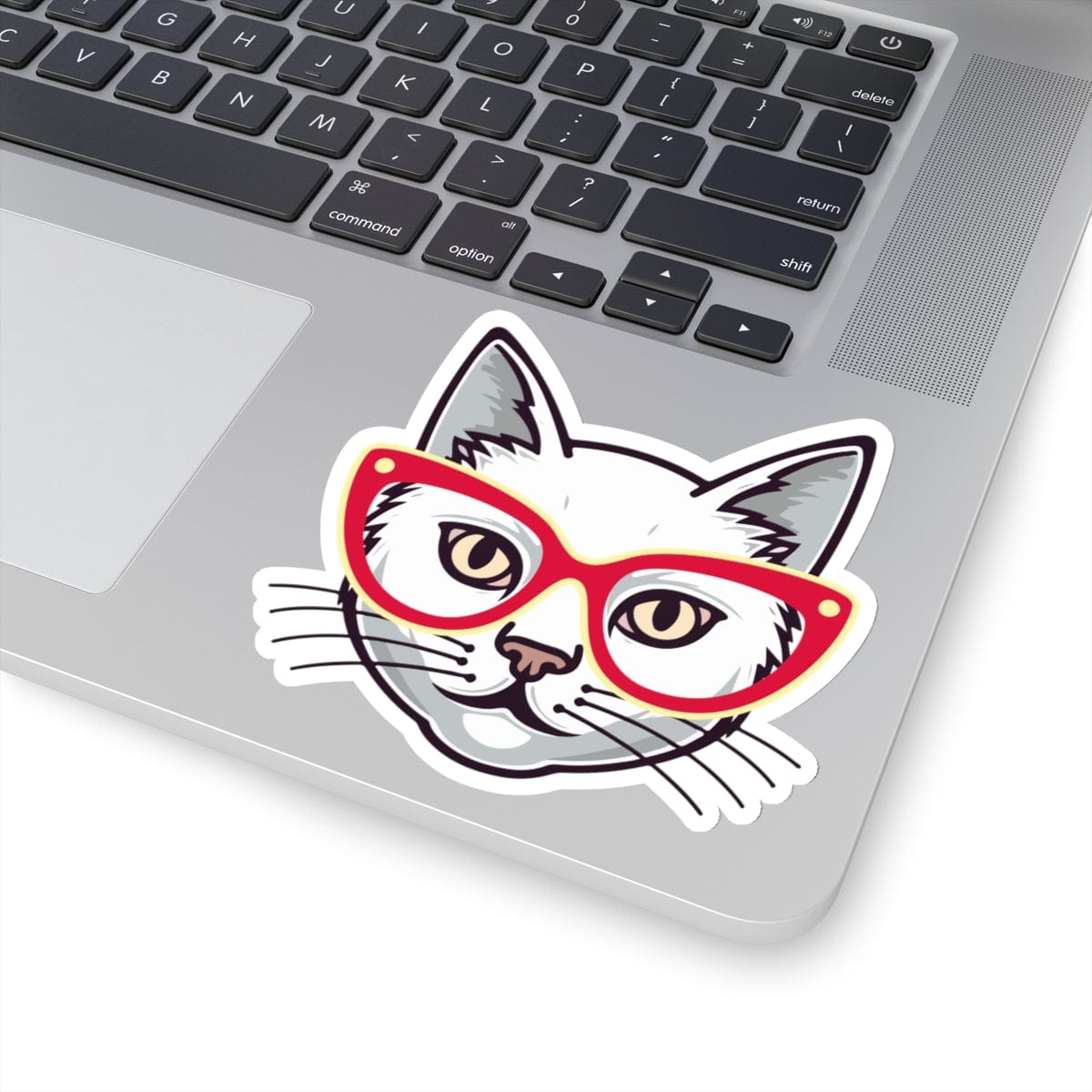 Crimson Red Glasses Kitty Sticker