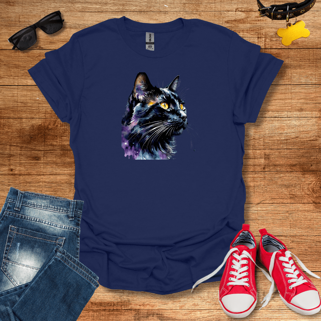 Cosmic Watercolor Feline T-Shirt