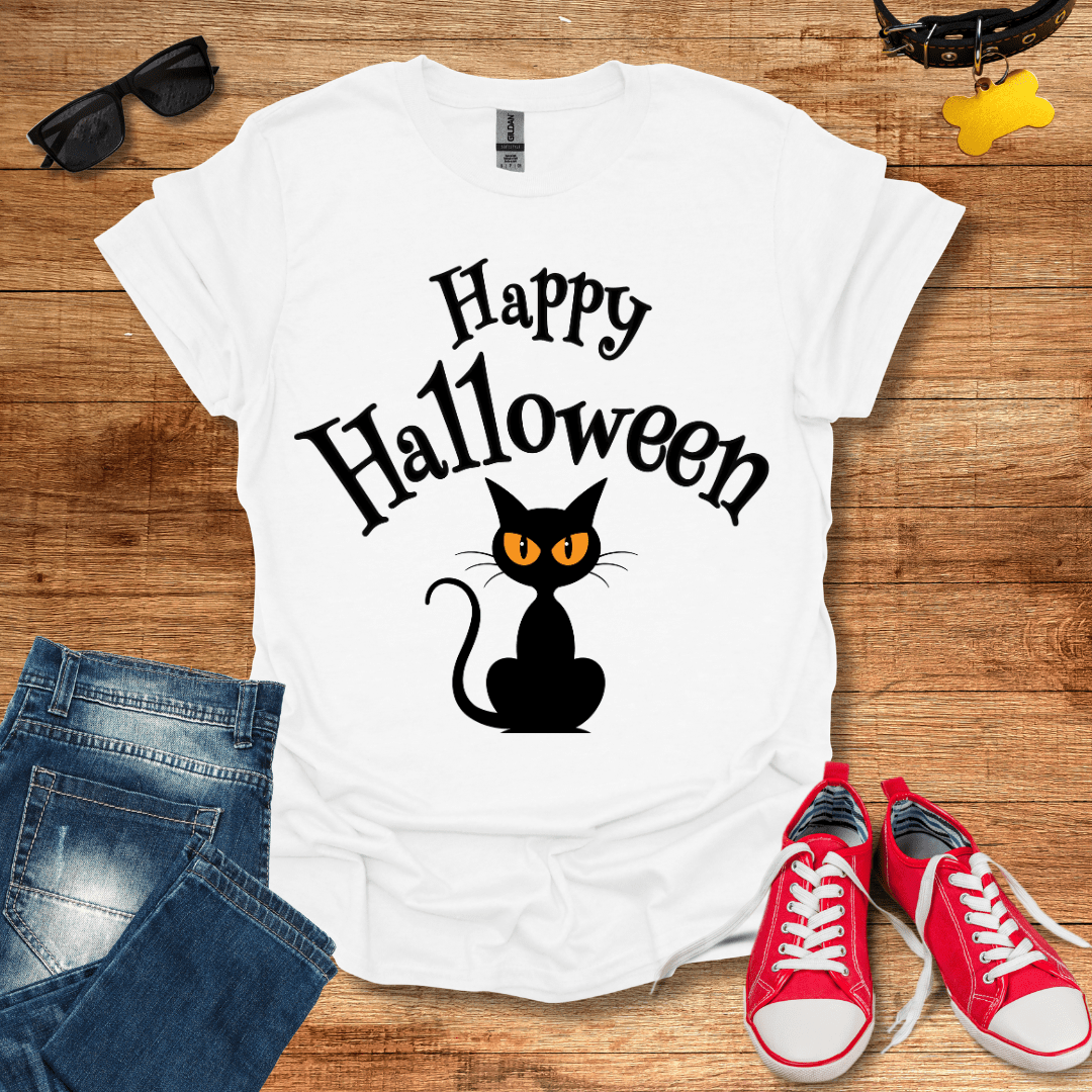 Black Cat Halloween T-Shirt