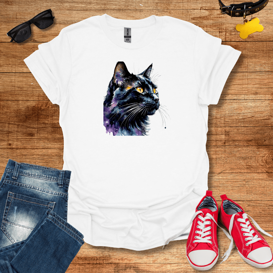 Cosmic Watercolor Feline T-Shirt