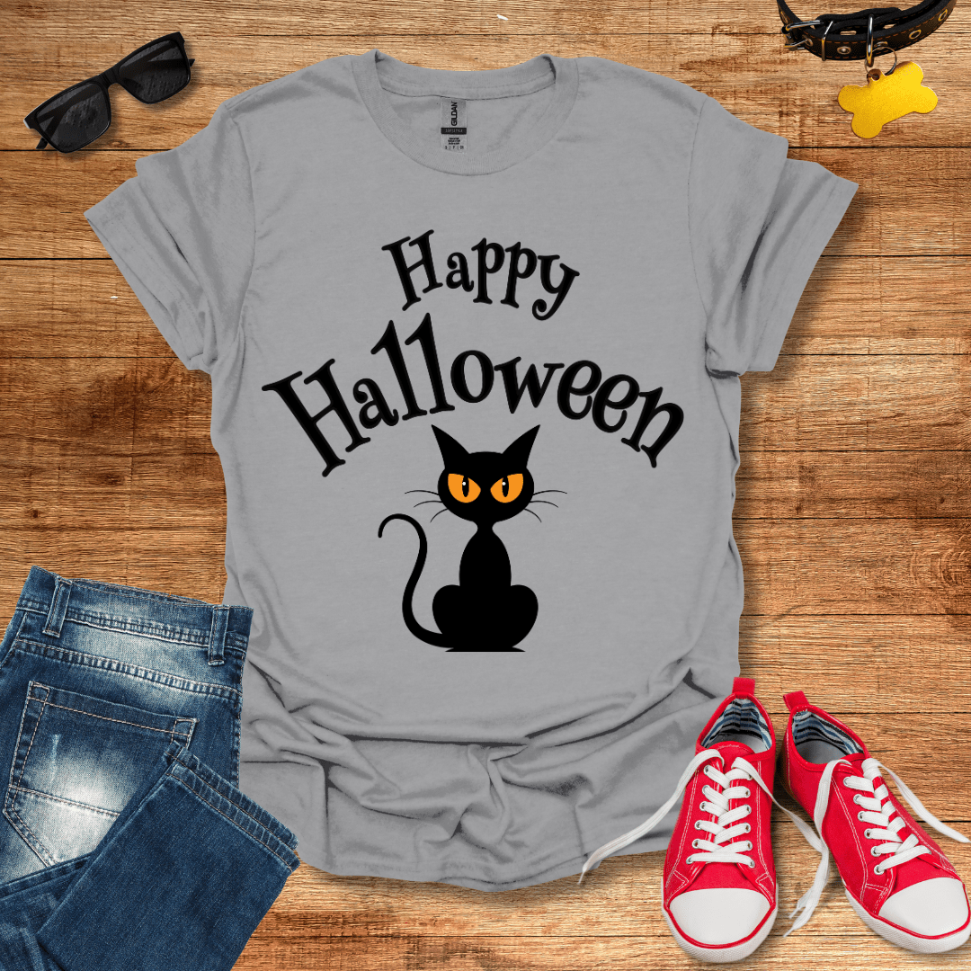 Black Cat Halloween T-Shirt