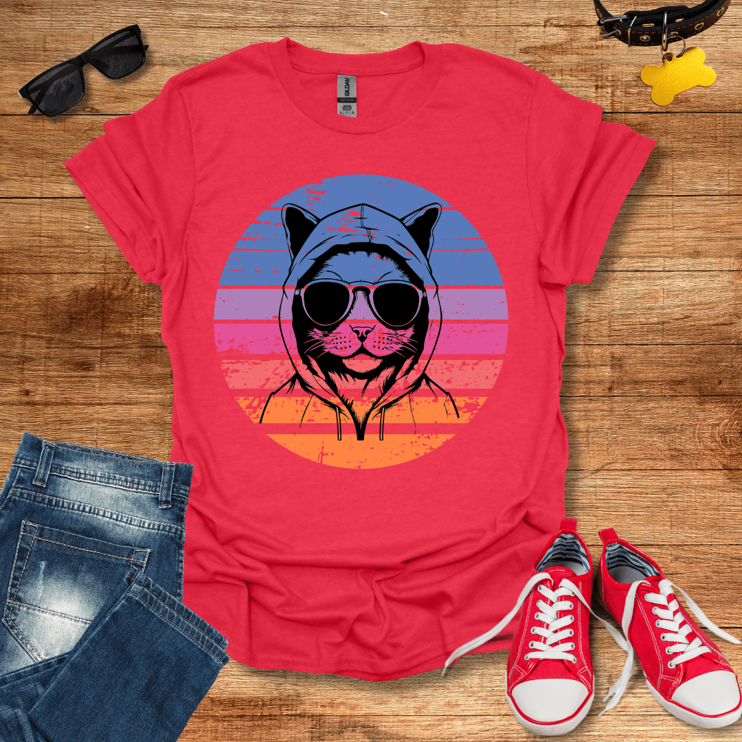 Cool Hoodie Retro Cat T-Shirt